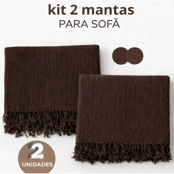 Kit 2 Mantas Para Sofá ou Cama Luxo 2,10x1,20 Tipo Capa Protetora