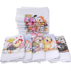 kit 5 Panos De Prato Estampado Com Bainha 100% Algodão Peças Variadas