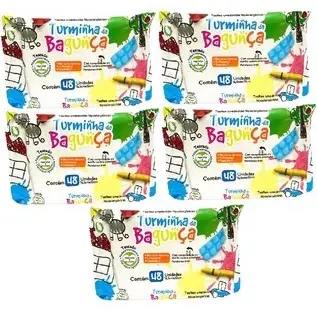 Kit com 5 - Lenço Toalha Umedecida Turminha da Bagunça Toalha Umedecida 48 Unidades 240 unidades