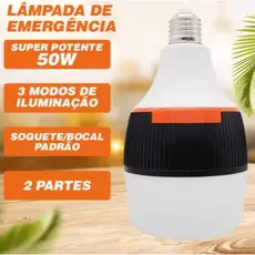Lâmpada de Emergência Led 50W 6h Ligada Após falta de Energia - 110-220V