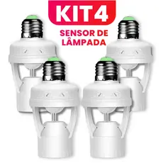 Kit 4 Sensor de Movimento para lâmpada Soquete E27 c/ sensor de presença Bivolt 110V~220V Max 60W