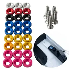 Kit anilha arruela 8un Fender Washers e Placa Carro Moto M6 Alumínio Anodizado