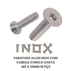 Parafuso Allen Inox Com Cabeça Conica Chata M5 X 20mm 10 Pçs