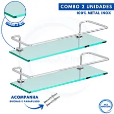 Porta Shampoo Suporte de Banheiro Reto Vidro Temperado 6mm Prateleira Organizador
