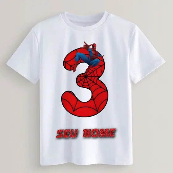 Camiseta Homem Aranha  Aniversário infantil COM NOME Customizado 2 ao GG