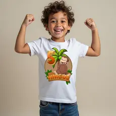 Camiseta George O Curioso Infantil C/ Nome E Numero Customizado