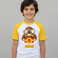 Camiseta Aniversário George o Curioso Customizado Nome e Numero