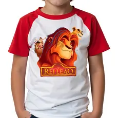 Camiseta Infantil Rei Leão pronta Entrega 4 ao 12 Fantasia Raglan Colorida