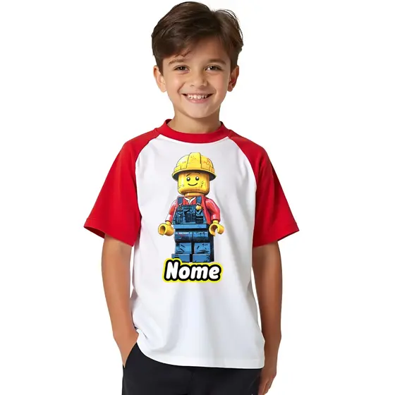Camiseta Lego Menino  Customizada C/ Nome 2 Ao 12 Envio Rapido