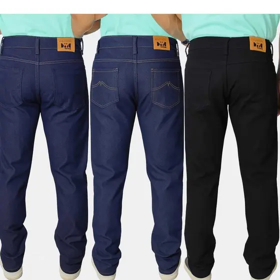 Calça Jeans Masculina Escura Tradicional Para Trabalho Reta Serviço com Elastano
