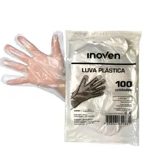 Luva Plástica Descartável Pacote com 100 Unidades - Inoven