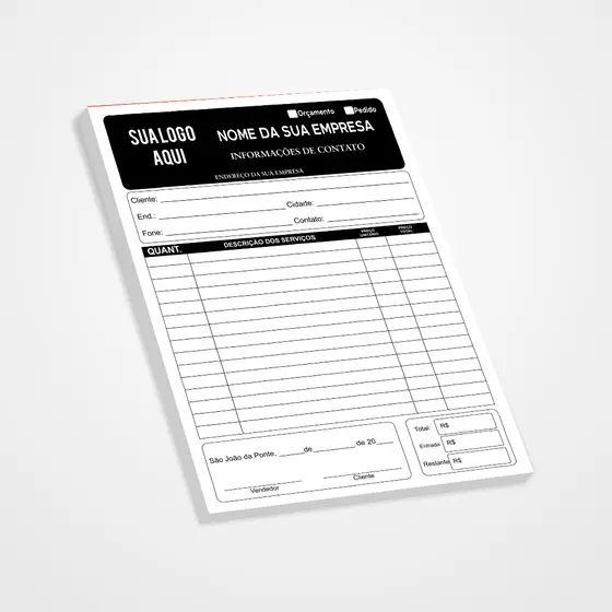 BLOCO TALÃO DE NOTAS PERSONALIZADO 100 PÁGINAS