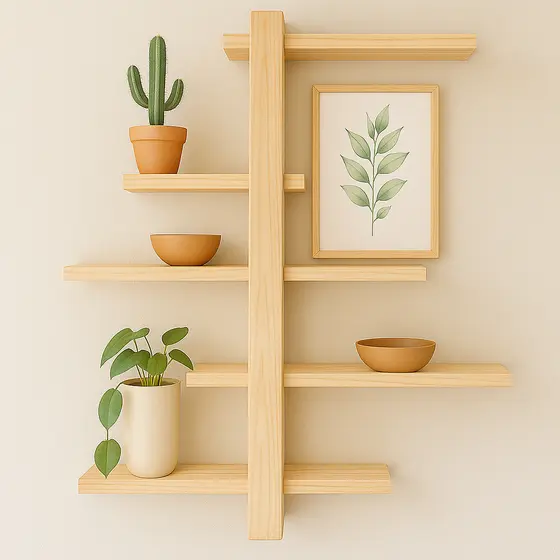 Rack Prateleira Suspensa Nicho C/5 Andar Madeira Maciça Para Plantas Sala, Quartos e Quintal