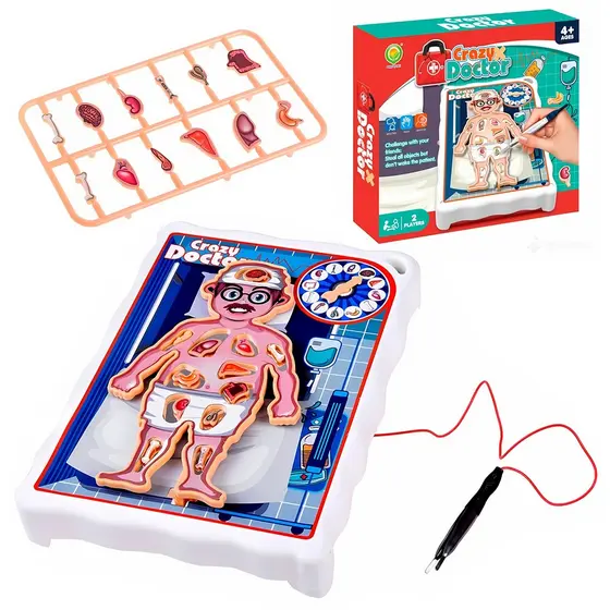 Jogo Educativo Mini Doutor Crazy Doctor Com Pinça Roleta E Anatomia Divertida - For Kids