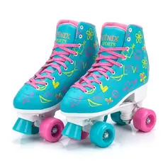 Patins Roller Azul Quad Adulto Feminino Ajustável 39-42 Iniciante Até 80 Kg