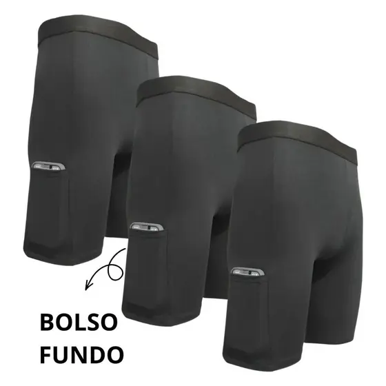 Kit Short Térmico Academia, Crossfit, Bermuda de Compressão Masculina Treino 1 2 3