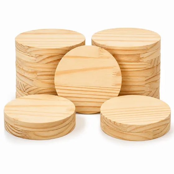 Kit 10 Tábuas Redondas Madeira Pinus 15x15cm Artesanato Porta Copo Mesa Posta Decoração Lixada Placas