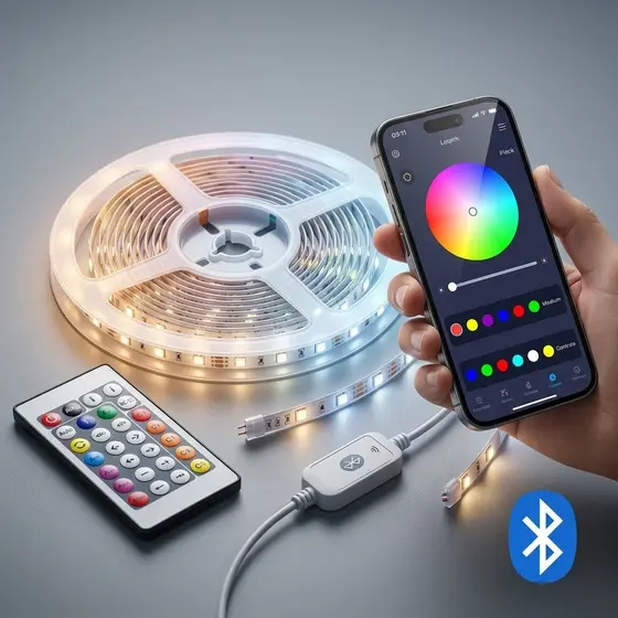 Fio LED RGB 5 10 20 30 Metros USB 5V Controle Remoto Bluetooth Luz Colorida
