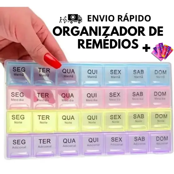 Porta Organizador Remédios Dias Mensal e Semanal