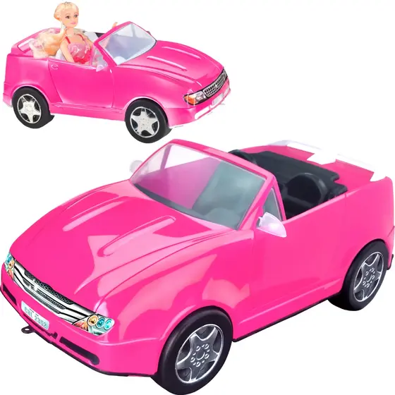 Carrinho Car Model Conversivel P/ Boneca Rosa Meninas Brincar Carro Para Casa De Bonecas Apolo Brinquedos