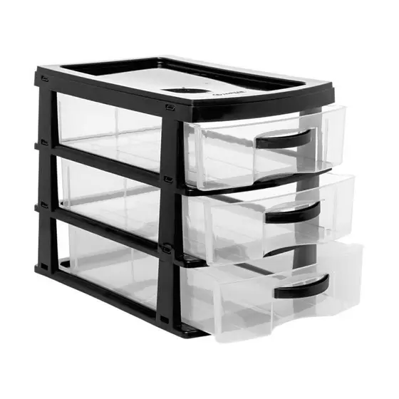 Organizador Gaveteiro De Mesa 3 Gavetas Transparente Plastico Organizador - Jaguar Plasticos