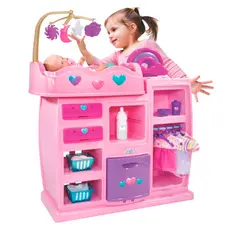 Berço Quarto Encantado 2 em 1 Banheira Para Bonecas Infantil Sai Água Com Armário - Magic Toys