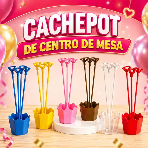5 Cachepô c/4 Hastes Centro De Mesa Festa Lembrancinha