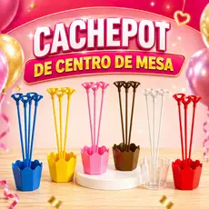 5 Cachepô c/4 Hastes Centro De Mesa Festa Lembrancinha