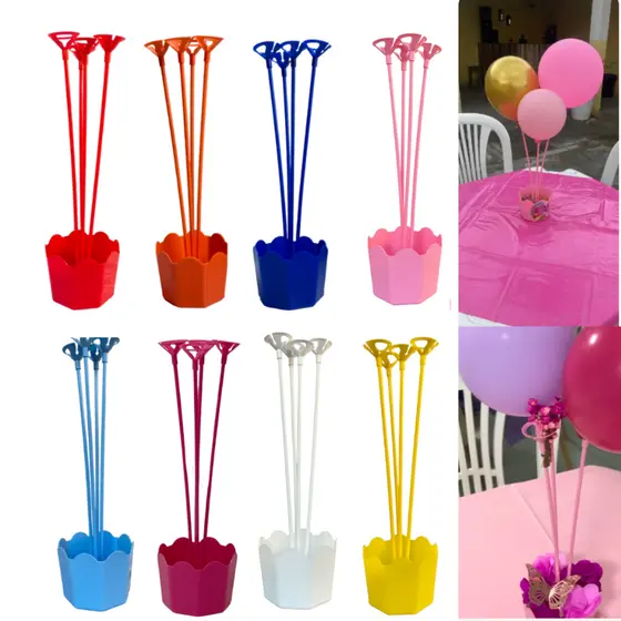 Centro de Mesa Aniversário Cachepot Suporte Pega Balão C/5
