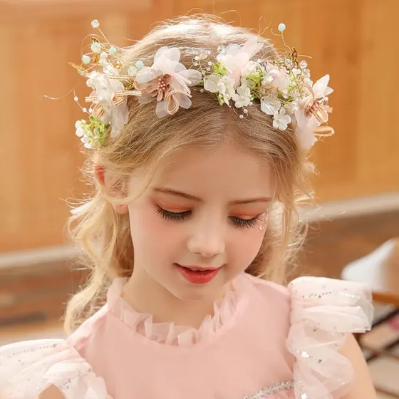 Tiara Coroa De Flores Daminha de Honra Batizado Perolas Delicada Arranjo de Cabelo Floral Luxo