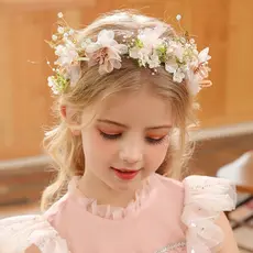 Tiara Coroa De Flores Daminha de Honra Batizado Perolas Delicada Arranjo de Cabelo Floral Luxo