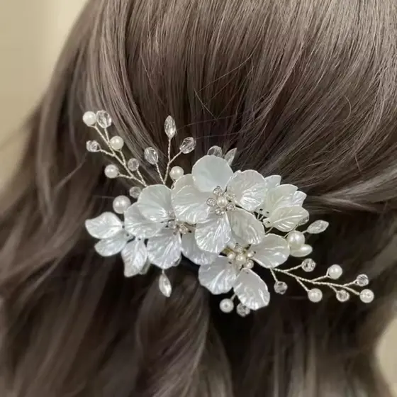 Arranjo de Cabelo Para Noiva Flor Debutante Madrinha Grinalda Noiva Enfeite Floral Pérola Casamento