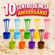 10 Cachepô Centro de mesa festa Cachepot aniversário com Varetas e suporte para balão