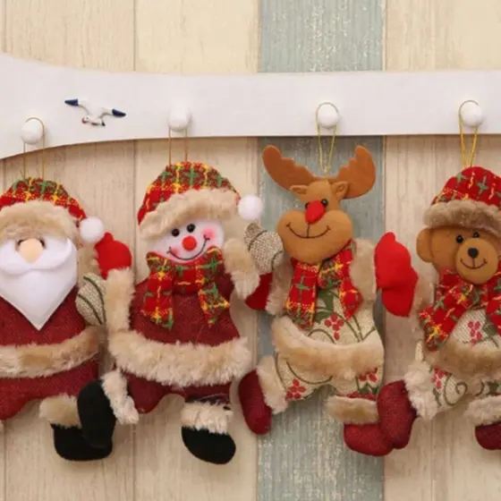 8 Enfeites Decoração Árvore de Natal Bonecos  Guirlanda Boneco de Neve Papai Noel Alce
