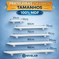 Prateleiras MDF Premium Fácil Instalação | Ideal para Sala, Cozinha, Quarto, Escritório e Lavanderia