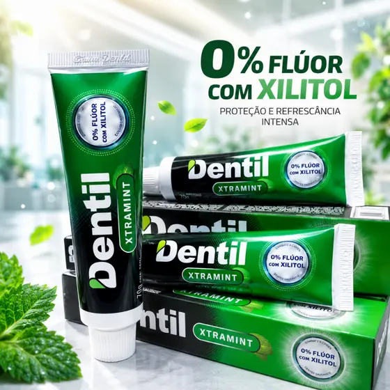 KIT CREME DENTAL DENTIL SEM FLUOR COM XILITOL 70G ADULTO