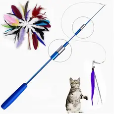Gato Interativo Brinquedo Pena Teaser Vara Varinha Pet Retrátil Pena Sino Recarga Replacement Catcher Produto