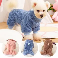 Macacão De Inverno Soft Warm Dog Jumpsuit Roupas Com Coleira Alta De Pelúcia Para O Outono E Chihuahua Teddy