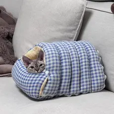 Casa de Inverno para Gatos e Cães, Fechada, Segura, Quente, com Veludo, para Dormir em Frio, com Capa Removível Xad