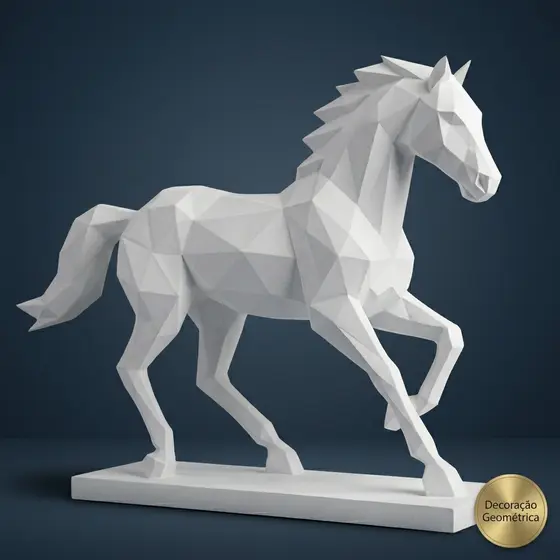 Cavalo Low Poly Decoração Minimalista Geométrica Sala Escritório Presente Elegante Casa Premium Arts