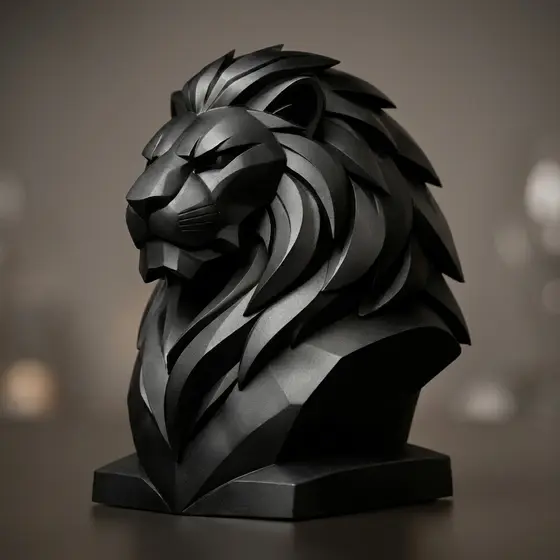 Escultura Busto de Leão Decorativo Luxo para Sala Escritório Mesa Estante e Presente Especial