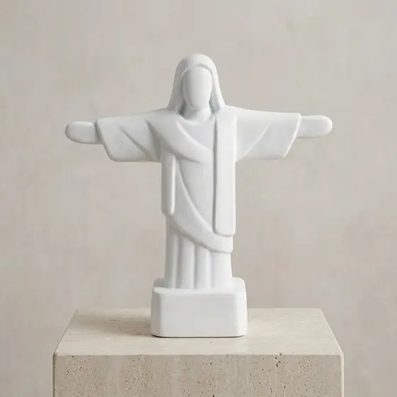 Cristo Redentor Estátua Simplificada para Decoração Mesa Sala Quarto Presente Religioso Casa Premium