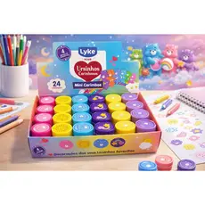 Mini Carimbos Ursinhos Carinhosos Lyke Kids Infantil Kit 3, 6 ou 24 Unidades