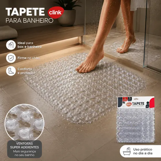 Tapete Banheiro Box 45x75cm Antiderrapante Com Ventosas Segurança No Banho