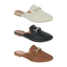 Mule Feminino Kit 3 Pares Chinelo Rasteira Confortável Mocassim Enfeite Tendencia Moda Social