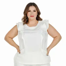 Blusa Scrub Feminina Plus Size Babado Elegante Conforto Profissional Estilo Moderno Trabalho