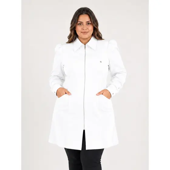 Jaleco Alfaiataria Plus Size Feminino Elegante Manga Longa Acinturado Profissional Varias Cores