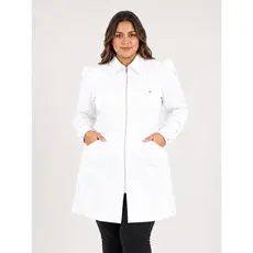 Jaleco Alfaiataria Plus Size Feminino Elegante Manga Longa Acinturado Profissional Varias Cores