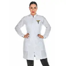 Jaleco Bordado Feminino Oxford Manga Longa Personalizado Com Logo Profissional Saude e  Esteticista
