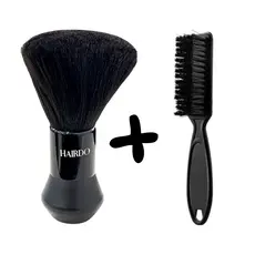 Kit Escovinha P/ Barba Profissional + Espanador Pincel Preto
